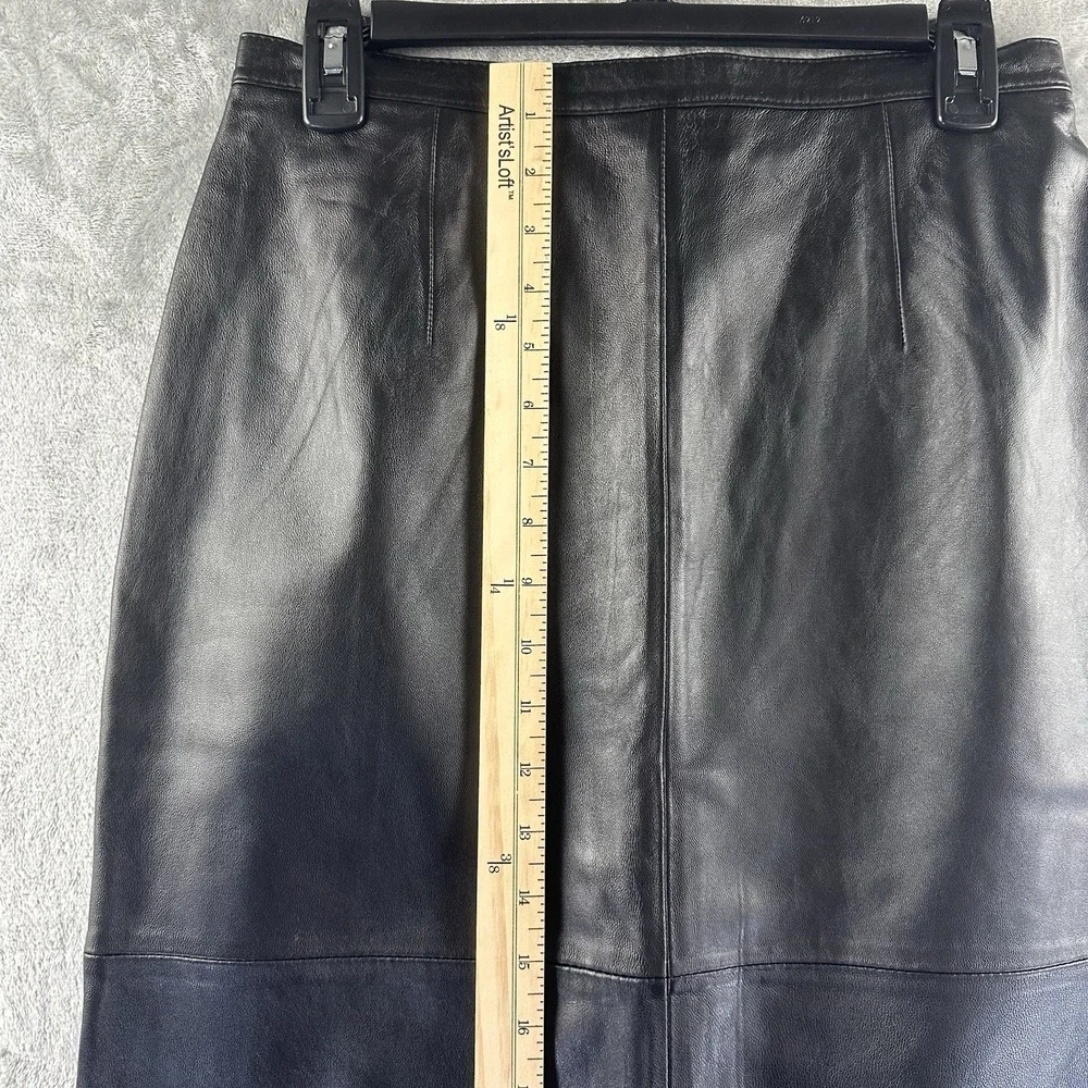 Jaclyn Smith Leather Pencil Skirt Women's 8 Black Lined